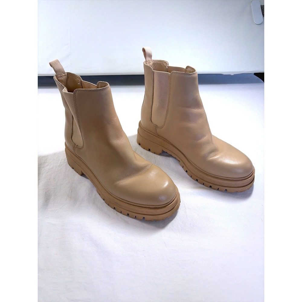 Marc Fisher Padda Tan Leather Lug Sole Chelsea Boots Ankle Size 7M - Picture 4 of 9